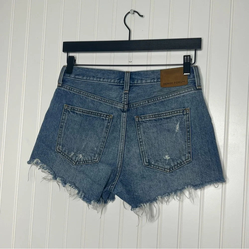 Aritzia Denim Forum Organic Cotton The Ex Boyfriend Distressed Button Shorts 25